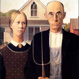 《美国哥特式》格兰特伍德(Grant Wood)高清作品欣赏