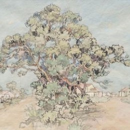 《树木和远方的小屋》格雷戈尔·布萨尔(Gregoire Boonzaier)高清作品欣赏