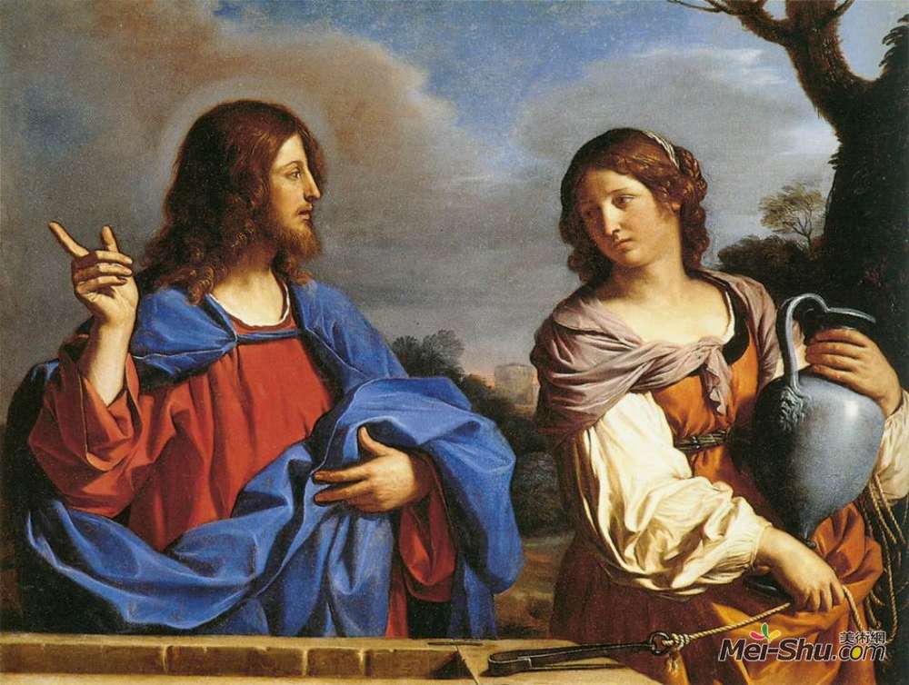 耶稣和井下的撒玛利亚妇女圭尔奇诺guercino高清作品欣赏