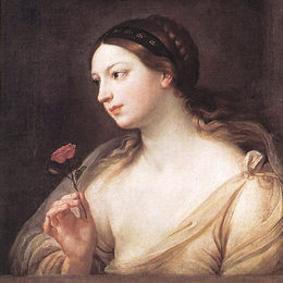 《带着罗丝的女孩》纪多·雷尼(Guido Reni)高清作品欣赏