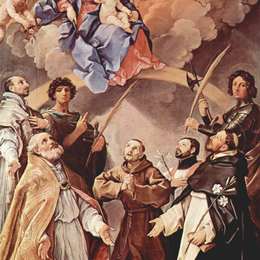 《麦当娜和圣徒一起登基》纪多·雷尼(Guido Reni)高清作品欣赏