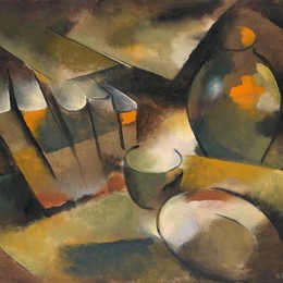 《书本与花瓶的静物》古斯塔夫·布切特(Gustave Buchet)高清作品欣赏