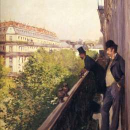 《在奥斯曼大街的阳台。》古斯塔夫·卡里伯特(Gustave Caillebotte)高清作品欣赏