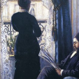 《室内，窗边的女人》古斯塔夫·卡里伯特(Gustave Caillebotte)高清作品欣赏