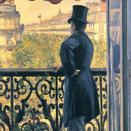 《男子在阳台，奥斯曼大街》古斯塔夫·卡里伯特(Gustave Caillebotte)高清作品欣赏