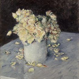 《花瓶里的黄玫瑰》古斯塔夫·卡里伯特(Gustave Caillebotte)高清作品欣赏