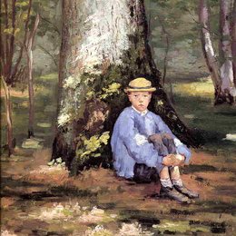 古斯塔夫·卡里伯特(Gustave Caillebotte)高清作品:Yerres, Camille Daurelle under an Oak Tree