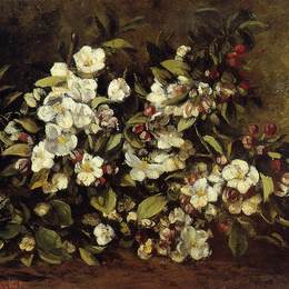 《苹果花枝》古斯塔夫·库尔贝(Gustave Courbet)高清作品欣赏