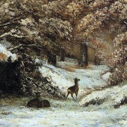 《冬避鹿》古斯塔夫·库尔贝(Gustave Courbet)高清作品欣赏