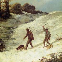 《雪地里的偷猎者》古斯塔夫·库尔贝(Gustave Courbet)高清作品欣赏