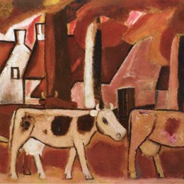 《母牛走向摊位》古斯塔夫德斯梅特(Gustave de Smet)高清作品欣赏