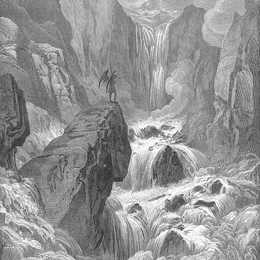 《在河边沉没，并与它一起上升撒旦》古斯塔夫·多尔(Gustave Dore)高清作品欣赏