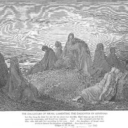 《以色列女人与耶弗他的女儿一同哀悼》古斯塔夫·多尔(Gustave Dore)高清作品欣赏