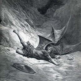 《撒旦被击倒后表现为堕落天使》古斯塔夫·多尔(Gustave Dore)高清作品欣赏