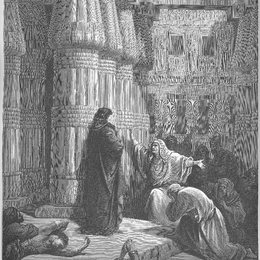 《埃及人请求摩西离开。》古斯塔夫·多尔(Gustave Dore)高清作品欣赏