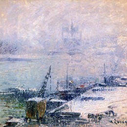 《亨利四号巴黎圣母院在雪中》古斯塔夫·洛伊索(Gustave Loiseau)高清作品欣赏