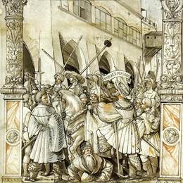 《波斯王对缬草皇帝的羞辱》汉斯·荷尔拜因(Hans Holbein the Younger)高清作品欣赏