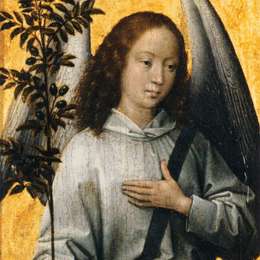 《天使举橄榄枝》汉斯·梅姆林(Hans Memling)高清作品欣赏