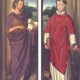 《施洗者约翰与圣劳伦斯》汉斯·梅姆林(Hans Memling)高清作品欣赏