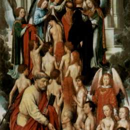 汉斯·梅姆林(Hans Memling)高清作品:The Last Judgment, triptych, left wing The Blessed at the ga