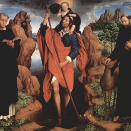 汉斯·梅姆林(Hans Memling)高清作品:The triptych of Willem Moreel, middle panel Saint Christophe