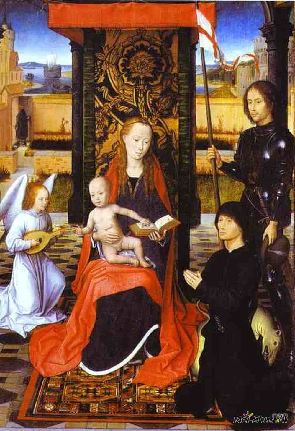 《圣母和圣婴,天使,圣乔治和捐赠者》汉斯·梅姆林(hans memling)高清