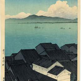 川濑巳水(Hasui Kawase)高清作品:Okitsu-cho, Suruga