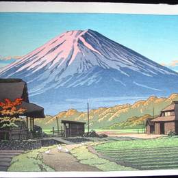 《川口附近的瀑布》川濑巳水(Hasui Kawase)高清作品欣赏