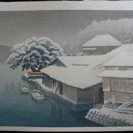 《石卷的雪》川濑巳水(Hasui Kawase)高清作品欣赏