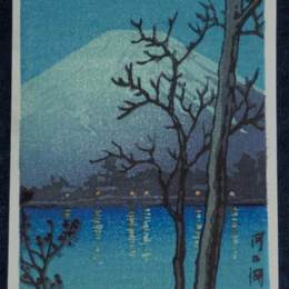 川濑巳水(Hasui Kawase)高清作品:Evening at Minakami