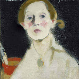 《黑色背景自画像》海伦·谢夫贝克(Helene Schjerfbeck)高清作品欣赏