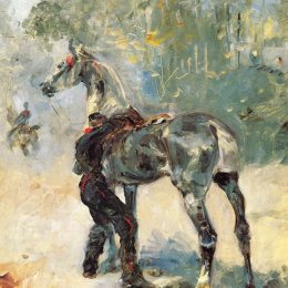 《炮兵骑马》亨利·玛丽·雷蒙·德·图卢兹-劳特累克(Henri de Toulouse-Lautrec)高清作品欣赏