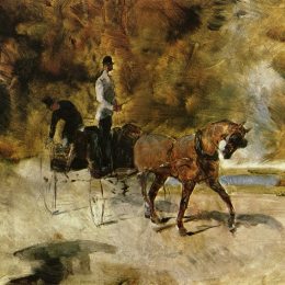 《狗车》亨利·玛丽·雷蒙·德·图卢兹-劳特累克(Henri de Toulouse-Lautrec)高清作品欣赏