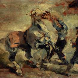 《与新郎搏斗的马》亨利·玛丽·雷蒙·德·图卢兹-劳特累克(Henri de Toulouse-Lautrec)高清作品欣赏