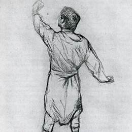 《男人穿着衬衫，从背后》亨利·玛丽·雷蒙·德·图卢兹-劳特累克(Henri de Toulouse-Lautrec)高清作品欣赏