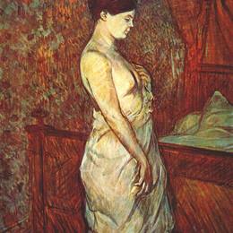 《婄婄乐躺在床上》亨利·玛丽·雷蒙·德·图卢兹-劳特累克(Henri de Toulouse-Lautrec)高清作品欣赏