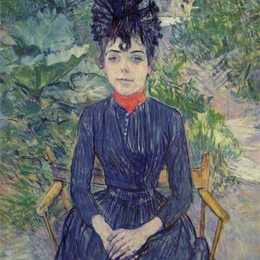 《坐在花园里的女人》亨利·玛丽·雷蒙·德·图卢兹-劳特累克(Henri de Toulouse-Lautrec)高清作品欣赏