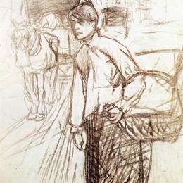 《洗衣房的研究》亨利·玛丽·雷蒙·德·图卢兹-劳特累克(Henri de Toulouse-Lautrec)高清作品欣赏