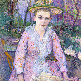《带伞的女人》亨利·玛丽·雷蒙·德·图卢兹-劳特累克(Henri de Toulouse-Lautrec)高清作品欣赏