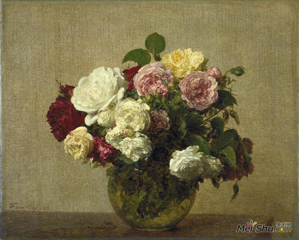 油画1533《玫瑰》亨利·方丹·拉图尔(henri fantin-latour)高清作品