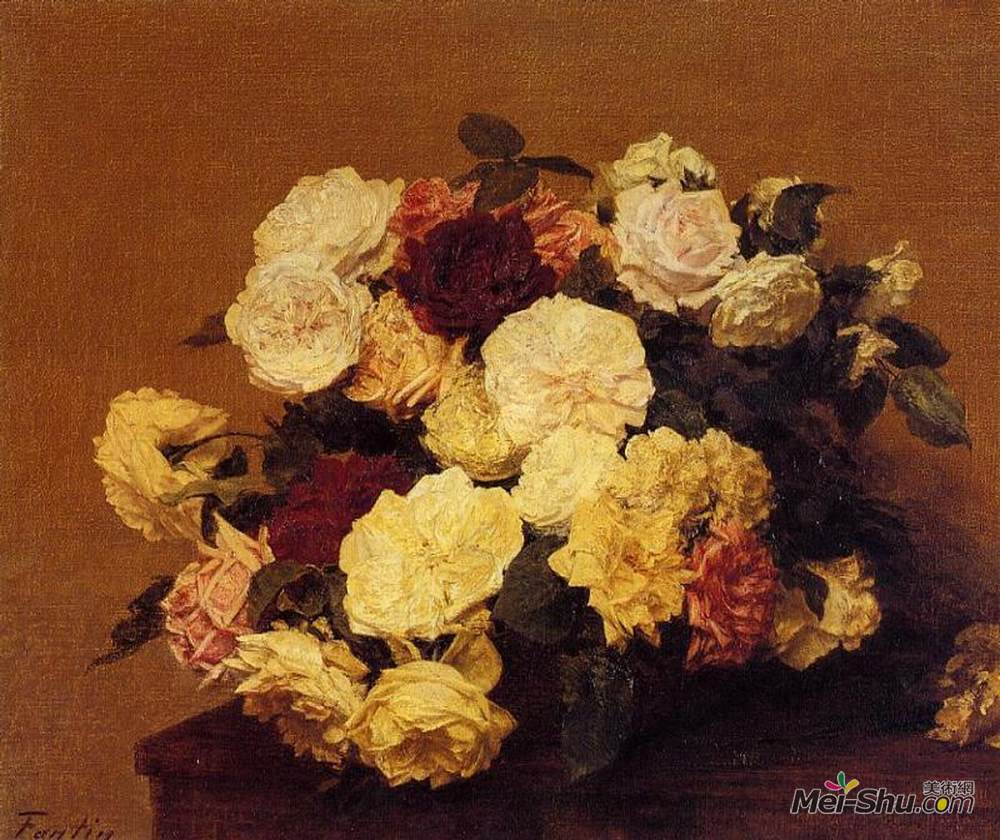 roses artist:henri fantin-latour style:realism genre:flower