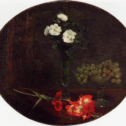 《静物与鲜花》亨利·方丹·拉图尔(Henri Fantin-Latour)高清作品欣赏