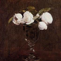 《玫瑰花瓶》亨利·方丹·拉图尔(Henri Fantin-Latour)高清作品欣赏