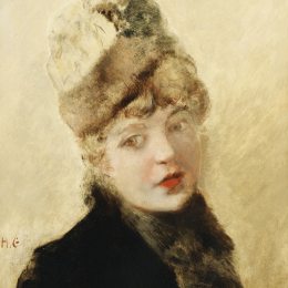 《戴帽子的年轻女子》亨利·格维克斯(Henri Gervex)高清作品欣赏