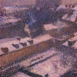 《雪中的巴黎屋顶》亨利马丁(Henri Martin)高清作品欣赏