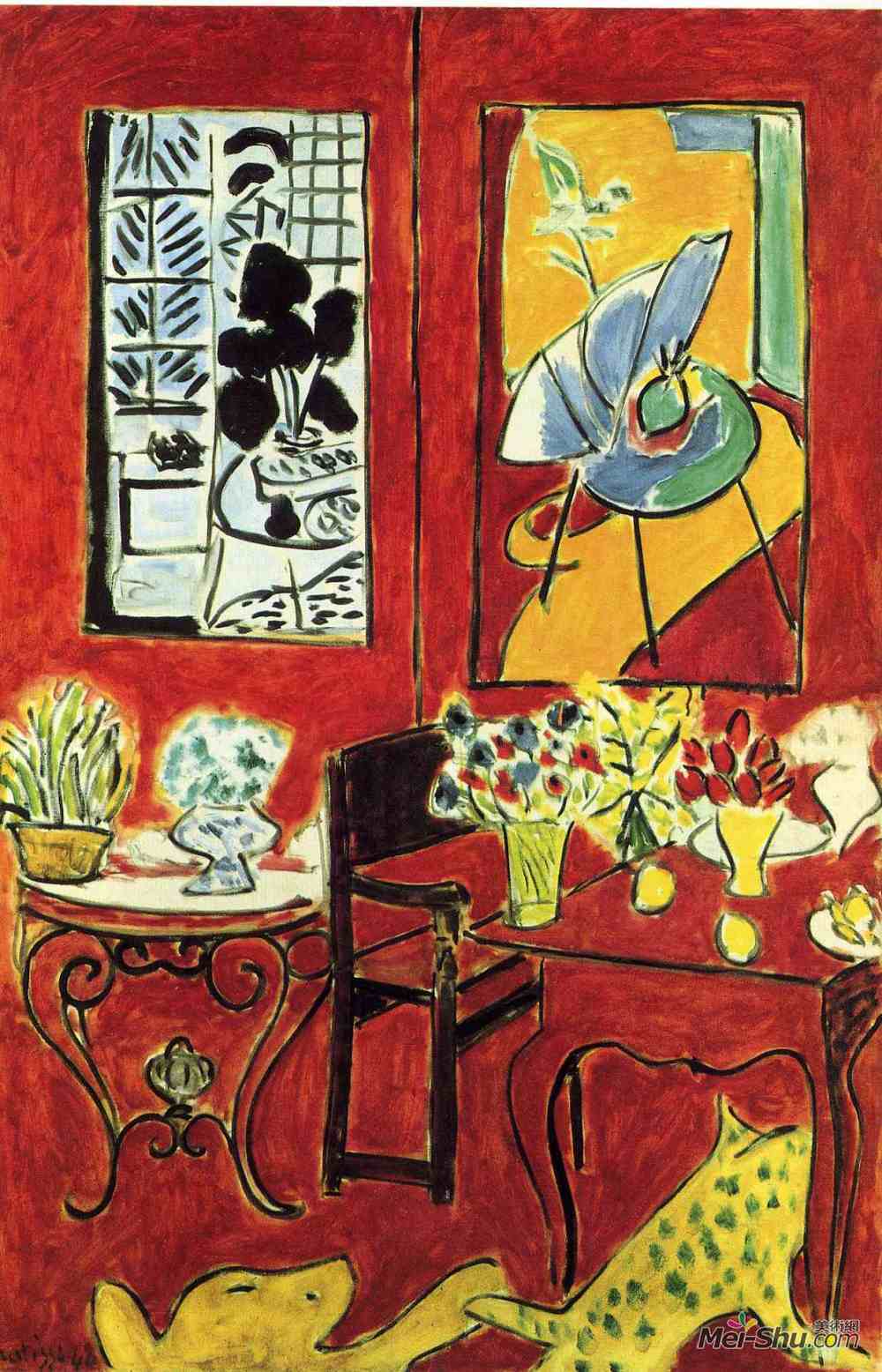 亨利·马蒂斯(henri matisse)高清作品《大红色内饰》