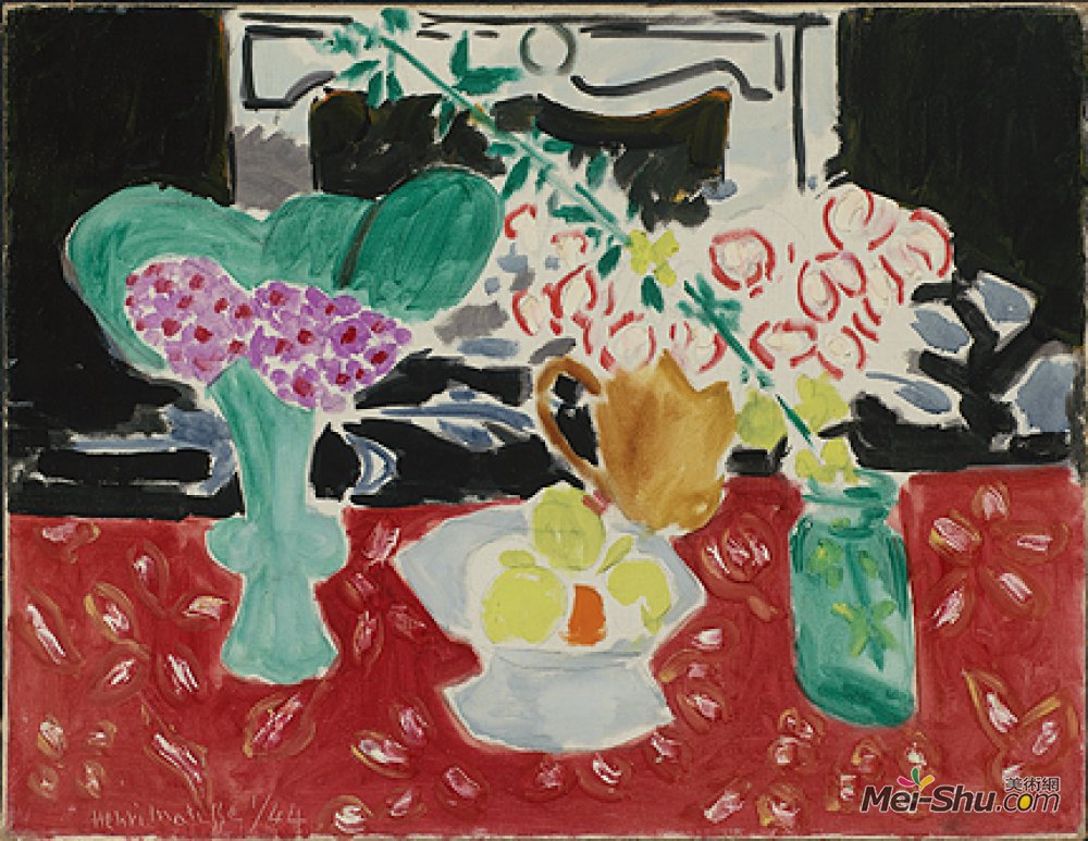 亨利·马蒂斯(henri matisse)高清作品《圣诞玫瑰和虎耳草》