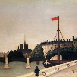 亨利·卢梭(Henri Rousseau)高清作品:Notre Dame View of the Ile Saint Louis from the Quai Henri I