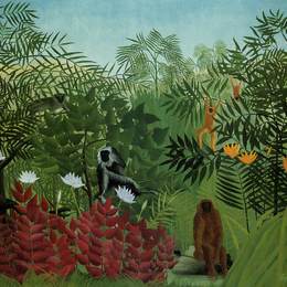 《有猿和蛇的热带森林》亨利·卢梭(Henri Rousseau)高清作品欣赏