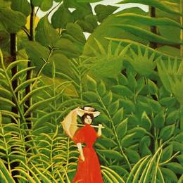 《森林里的红女人》亨利·卢梭(Henri Rousseau)高清作品欣赏